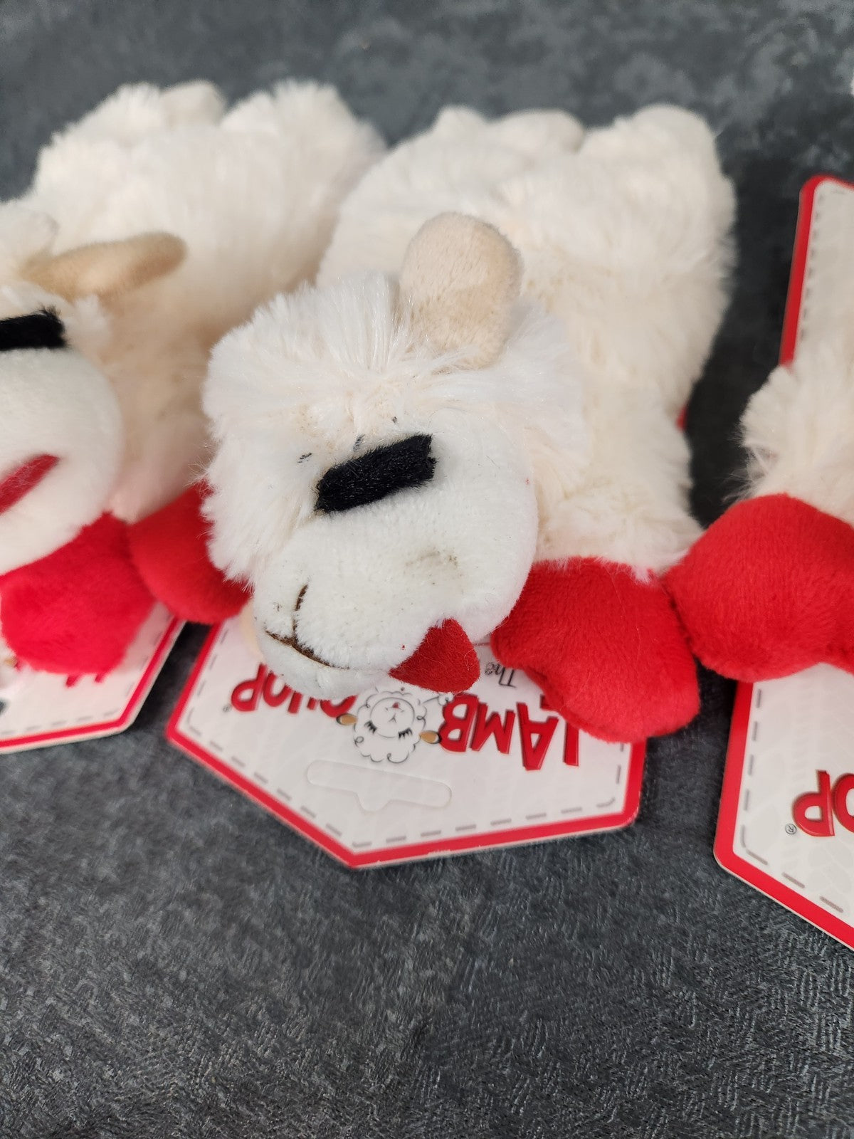 Multipet Lamb Chop Plush Dog Toys Lot of 3 Small White Plush Squeaky Toys NWT