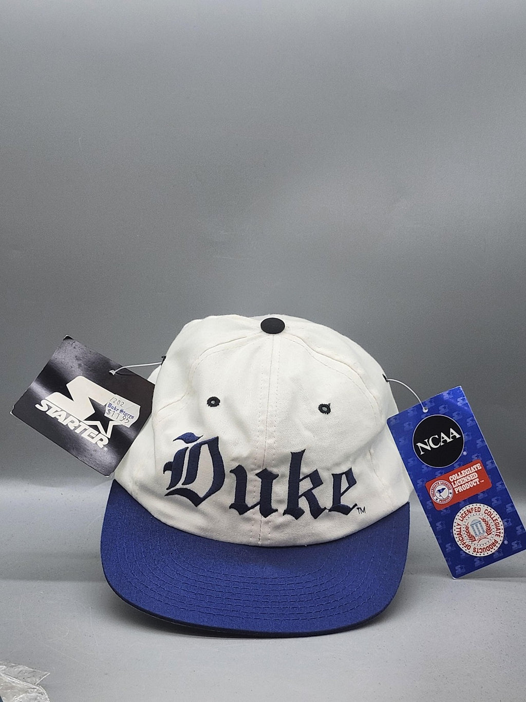 Vintage Duke Blue Devils Hat Cap Snap Back One Size Basketball Starter White 90s