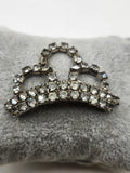 Vintage Rhinestone Dress Clip Silver Tone Crown Shape Costume Jewelry Women