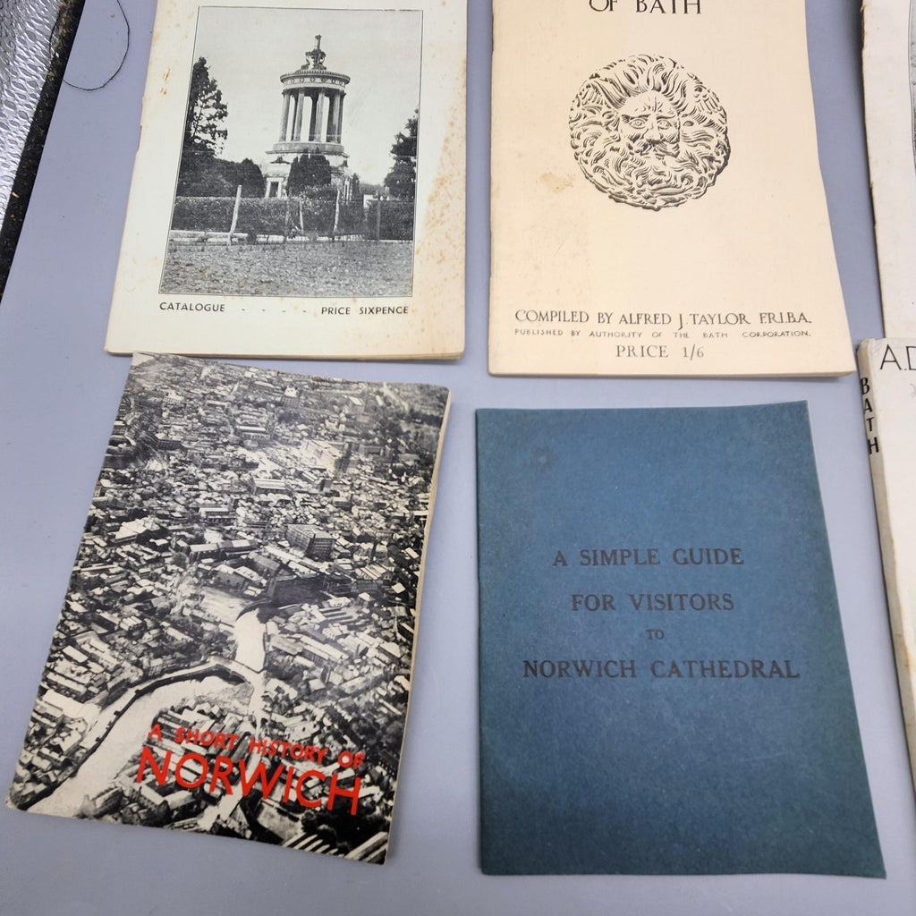 Vintage UK Travel Pamphlet Lot 6 Multi Historic Bath Norwich Salisbury Burns