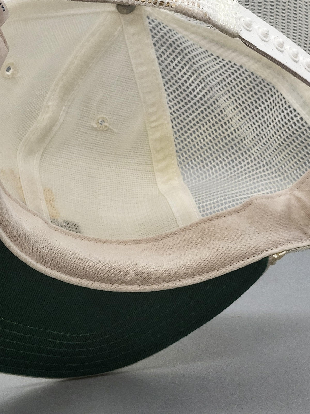 Vintage New Era Bears Paw Hat Cap Snap Back Mens M White Mesh Trucker Rope 80s
