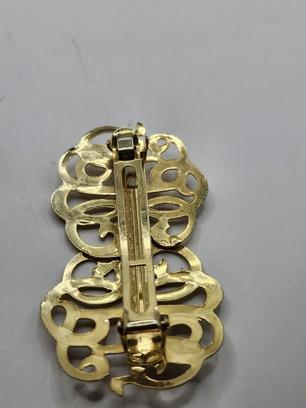 Goody Barrette Womens Teens Gold Brass Monogram Script Hair Clip Metal Accessory