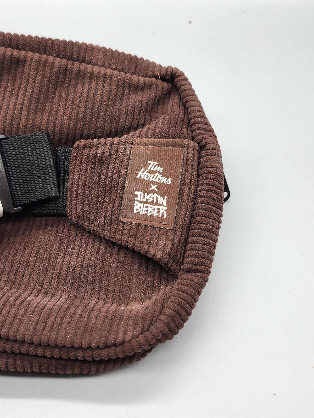 Tim Hortons Justin Bieber Timbiebs Corduroy Waist Belt Bag Brown Fanny Pack NWT