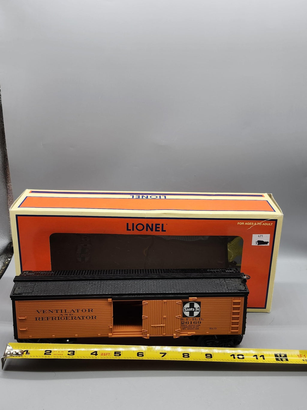Lionel O Gauge Santa Fe Wood-Sided Reefer Refrigerator Car 6-26169 Orange ATSF