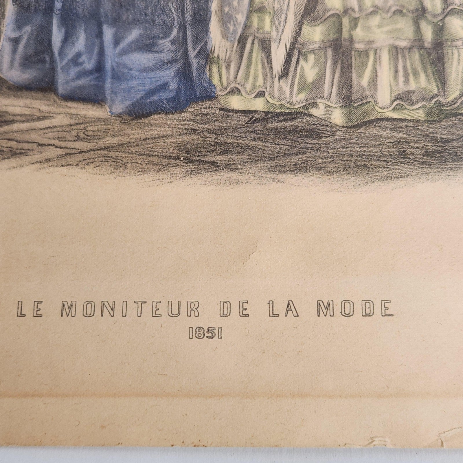 Vintage Le Moniteur De La Mode 1851 French Fashion Ladies Print Hand Tinted