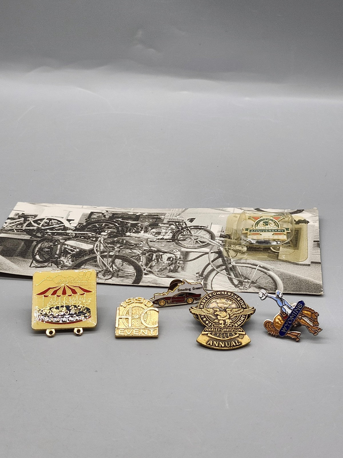 Vintage Motorcycle Pins Lot 4 Americade Harley HOG Bowling Green Wyoming Lapel