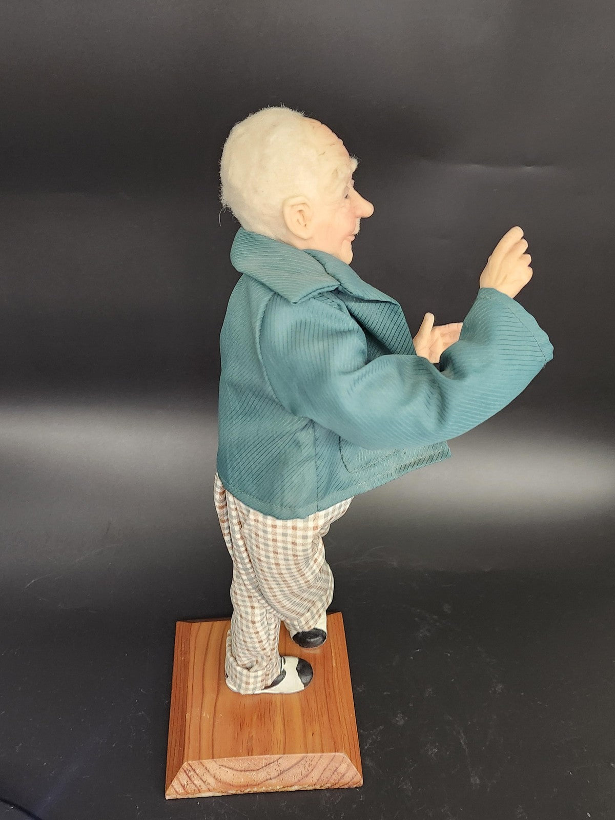 Artist Polymer Character Doll White Hair Plaid Pants Jacket Shoes 18 In Stand