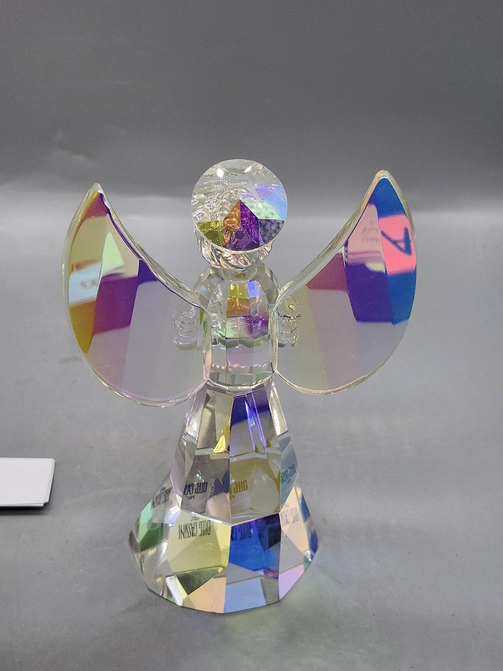 Oleg Cassini Archangel Figurine Medium Clear Iridescent Crystal Angel Decor