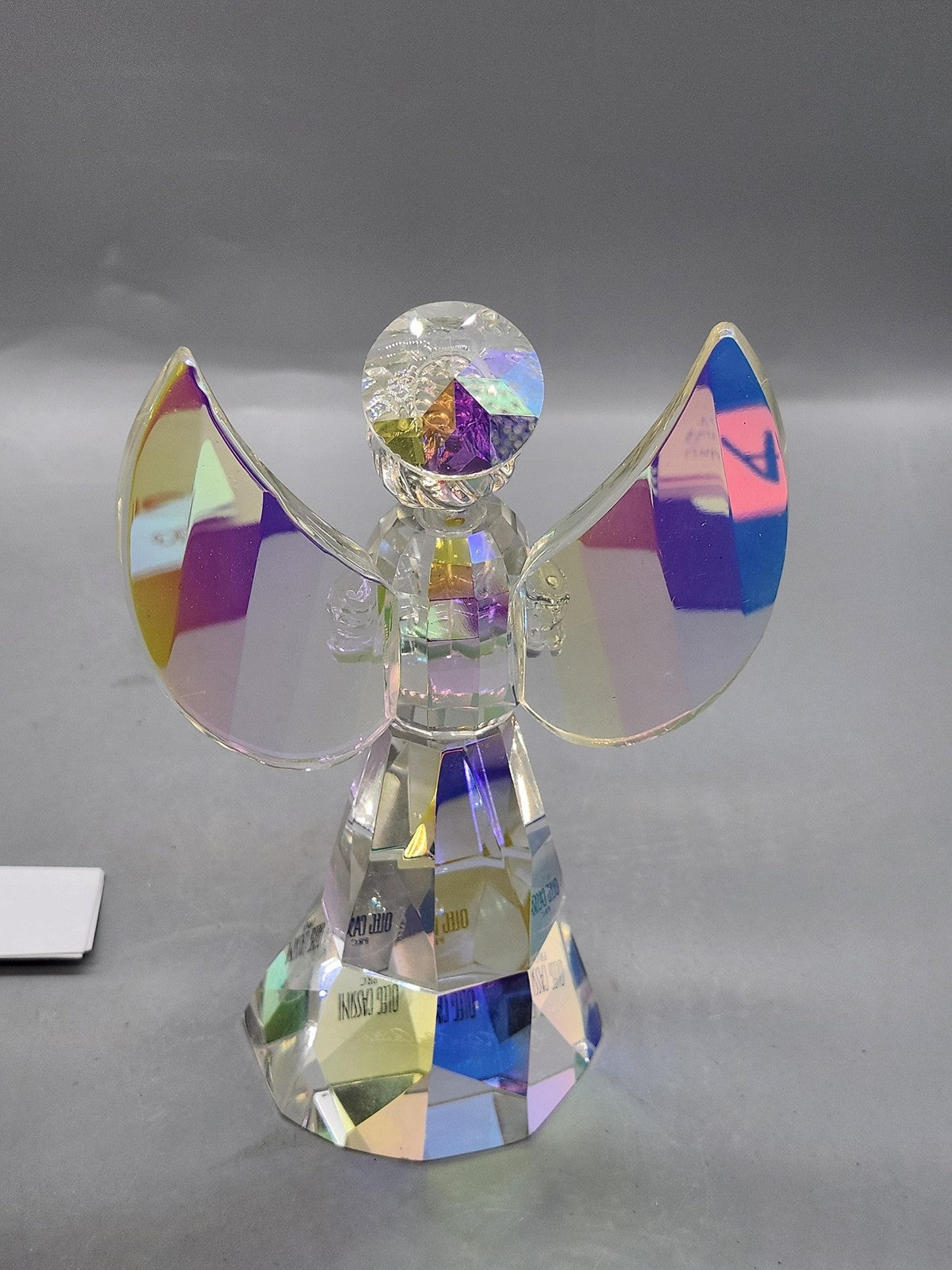 Oleg Cassini Archangel Figurine Medium Clear Iridescent Crystal Angel Decor