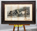 Antique Rosa Bonheur Horse Engraving Print HUGE 50x34 Black Forest Frame C.G....