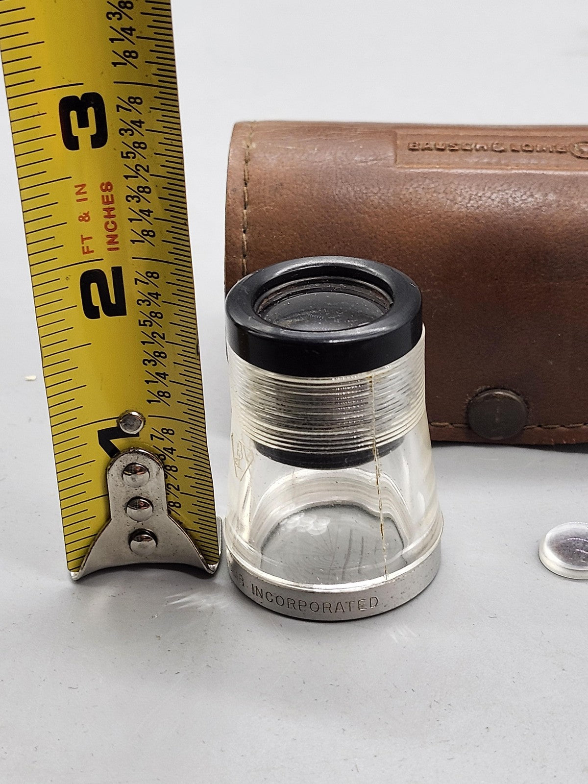 Bausch & Lomb Measuring Magnifier Loupe Reticle Leather Pouch Case Vintage Tool