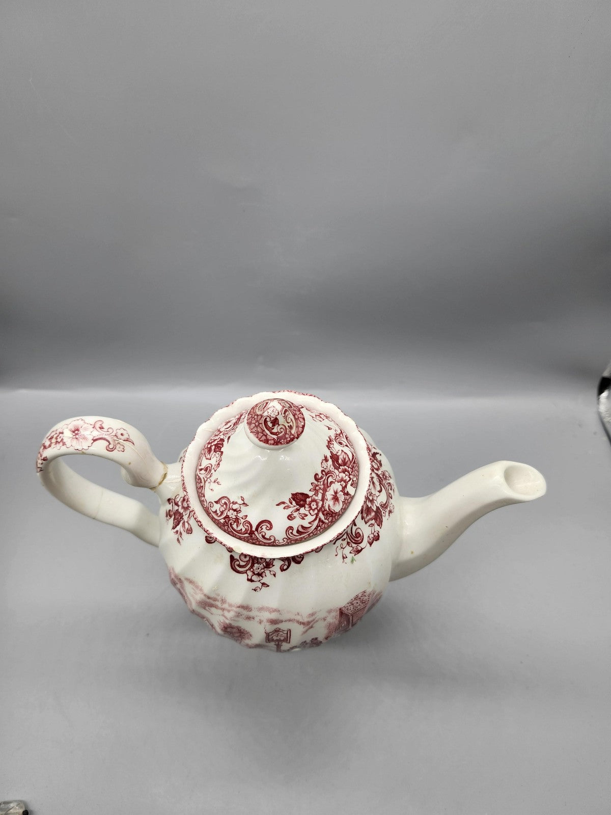 Vintage Johnson Bros Coaching Scenes Red Ironstone Toile Coffee Pot England