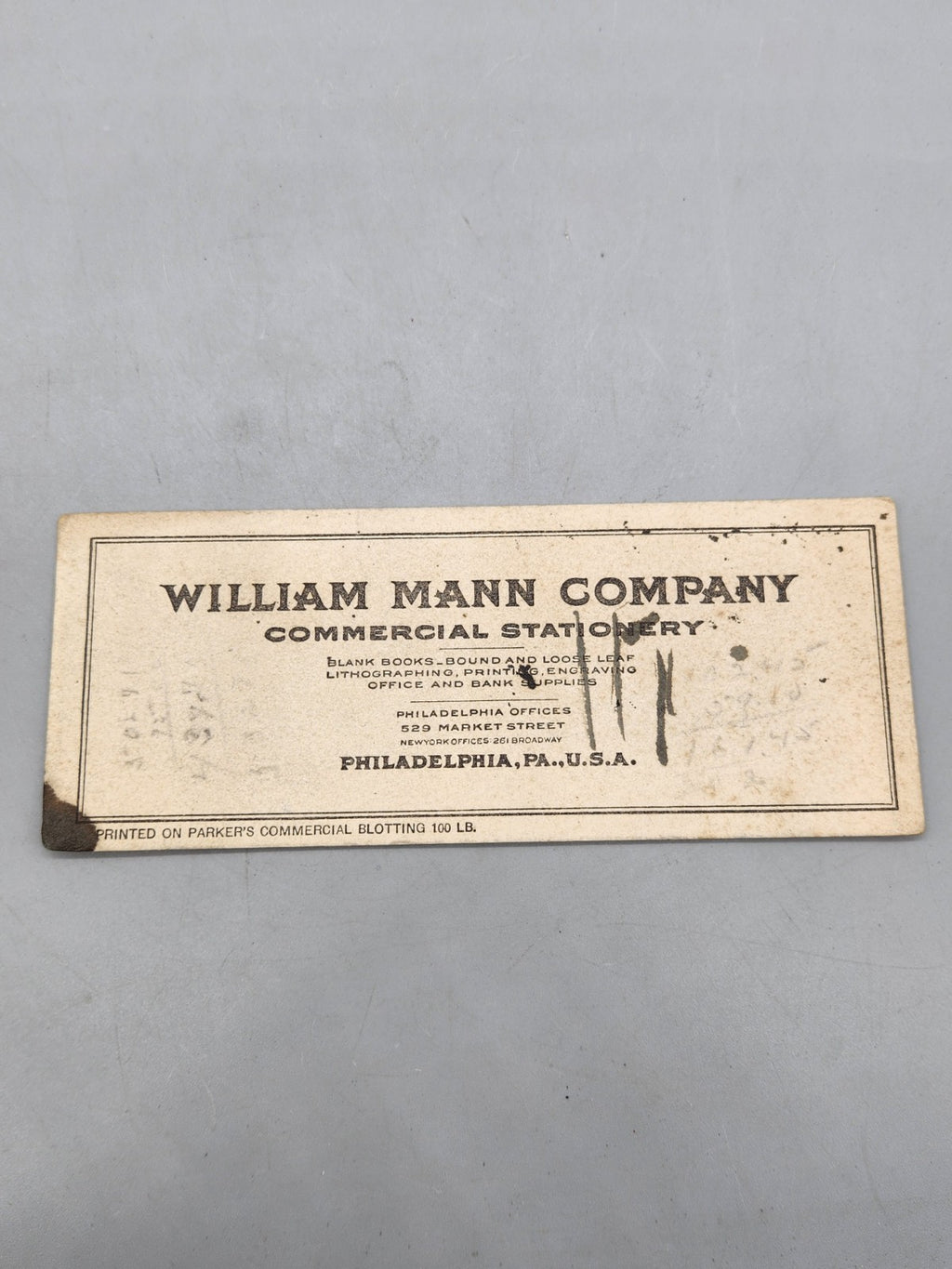 Vintage William Mann Company Commercial Stationery Philadelphia PA...