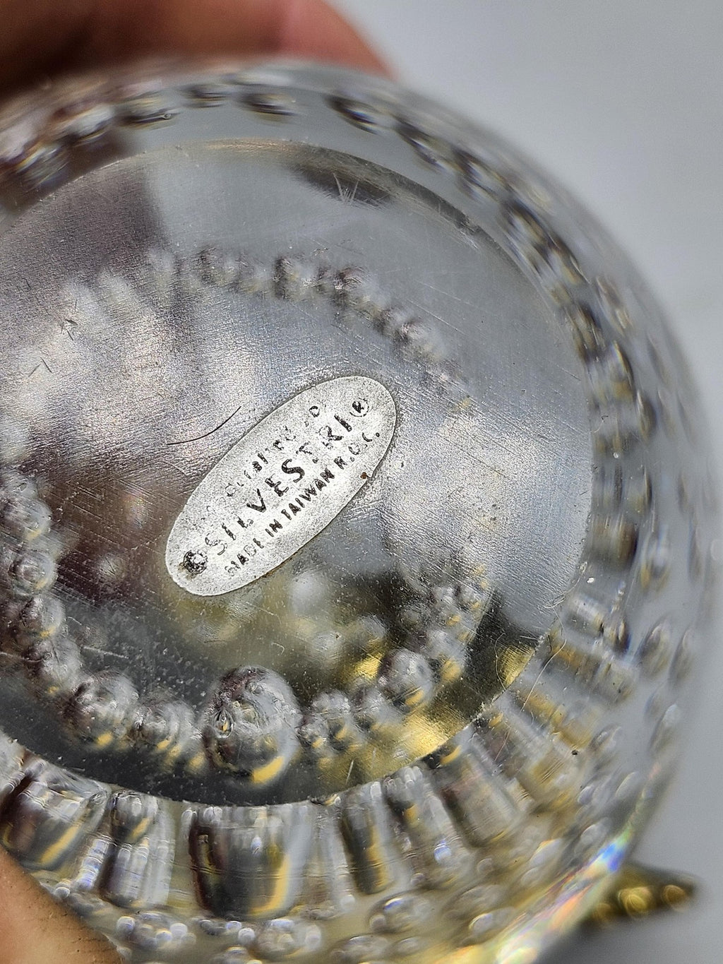 Unmarked Clear Glass Apple Tiered Paperweights Set Of 2 Art Glass Desk Decor