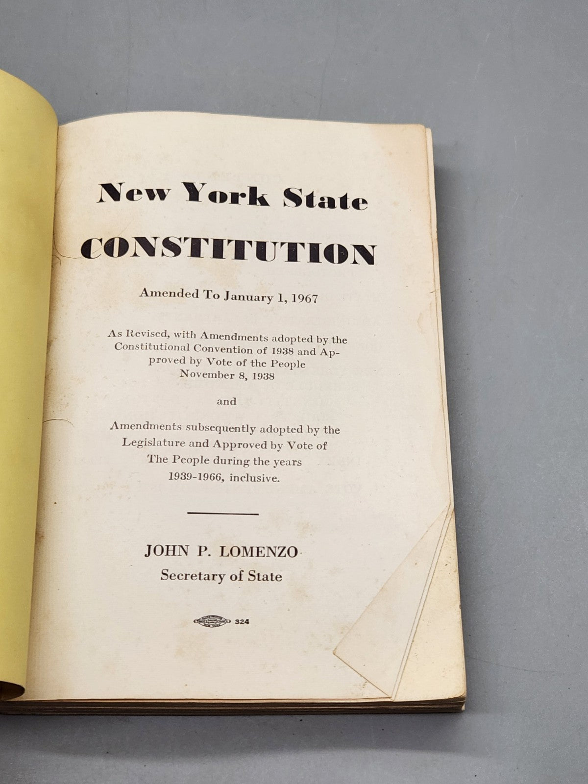 1967 New York State Constitution Book Nelson Rockefeller Vintage Government...
