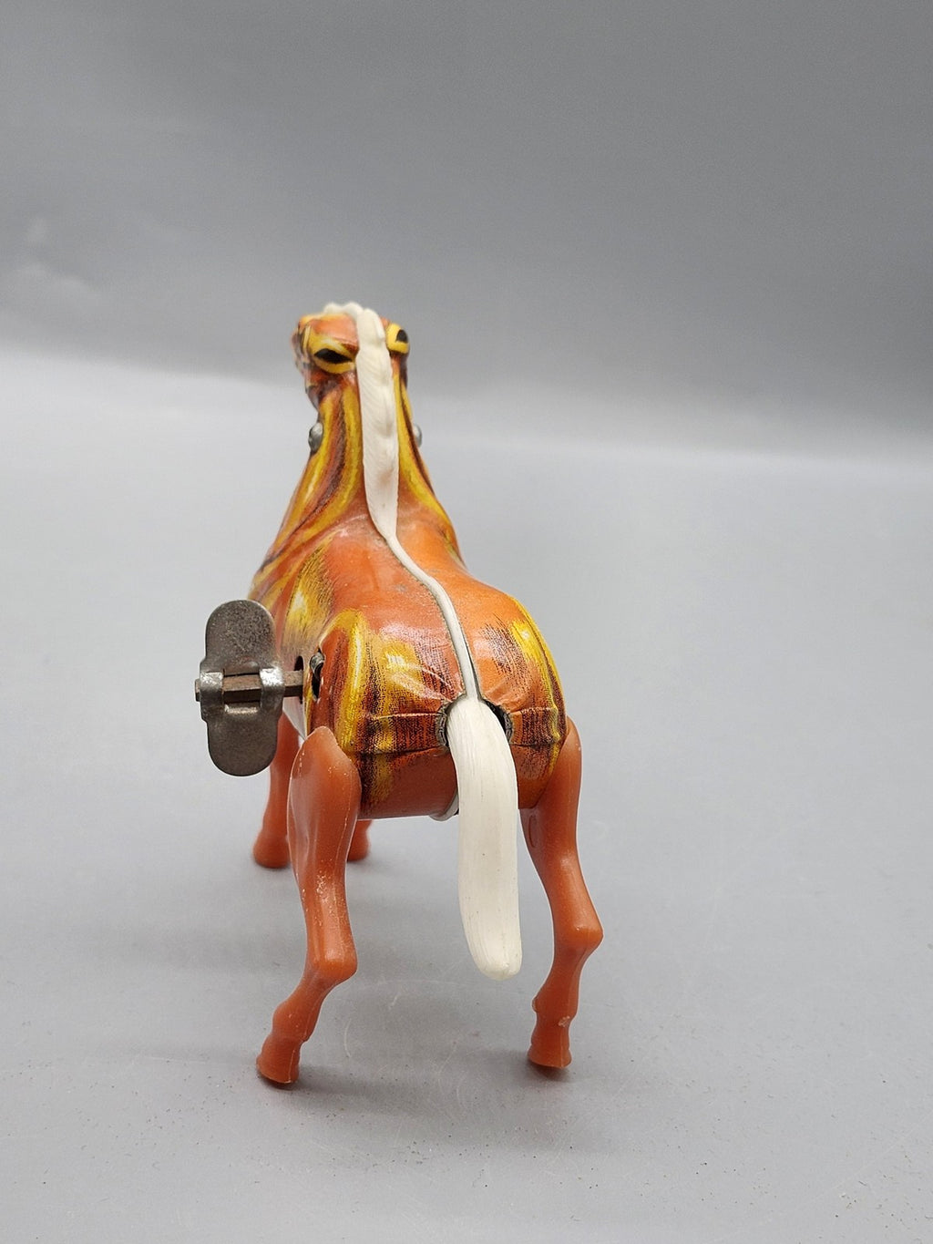 Vintage Mikuni Wind Up Horse Tin Litho Toy Japan Brown Plastic Legs Key
