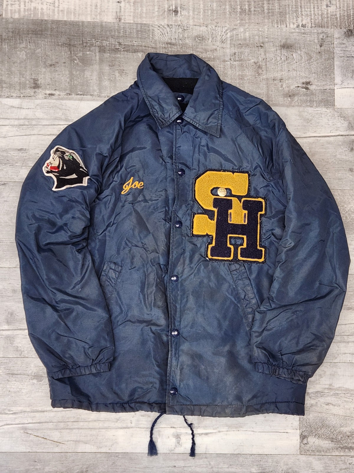 Vintage Panthers Soccer Coach Jacket Mens XS Blue Nylon Varsity Style Team...