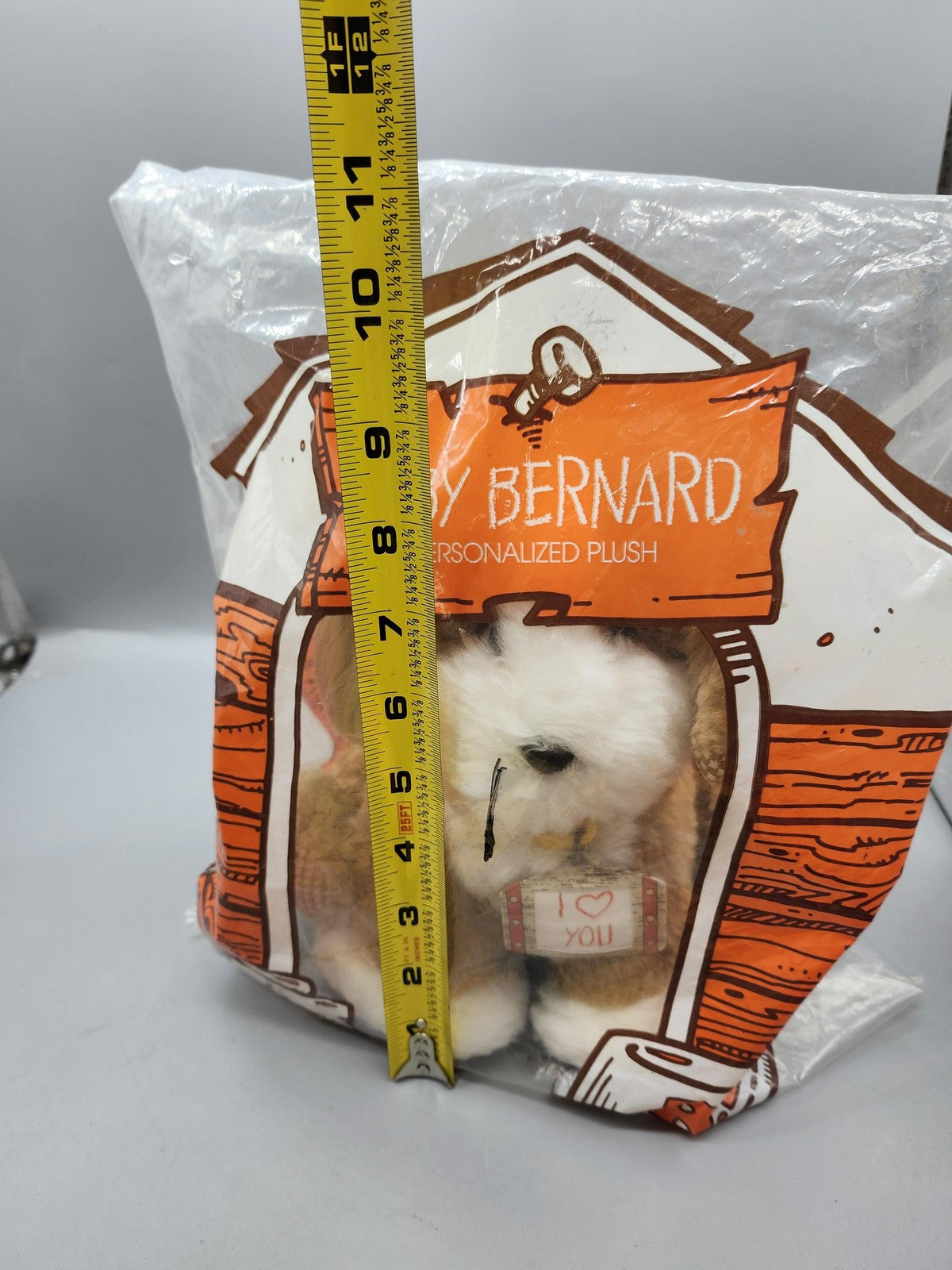 Vintage 1990 Avon Baby Bernard Dog Plush Small Brown I Love You Valentine Toy