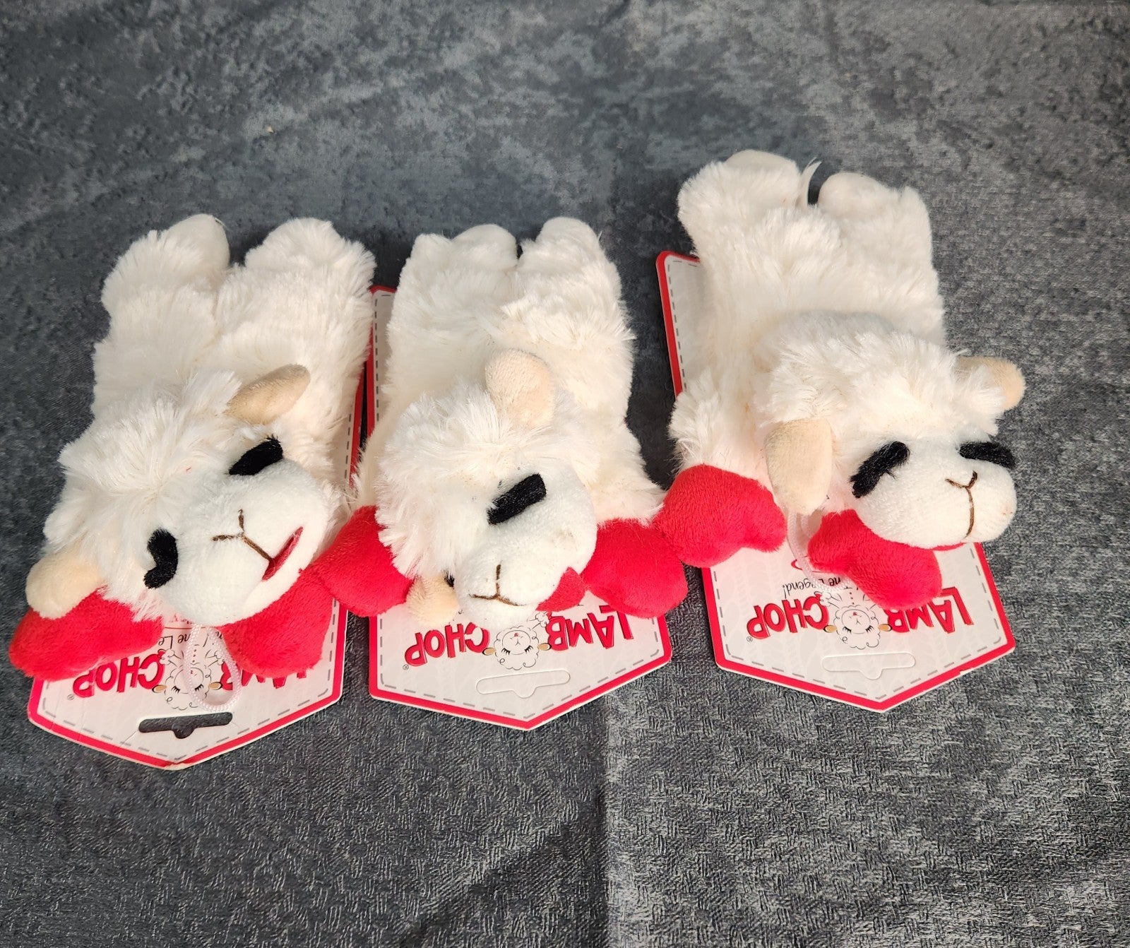 Multipet Lamb Chop Plush Dog Toys Lot of 3 Small White Plush Squeaky Toys NWT