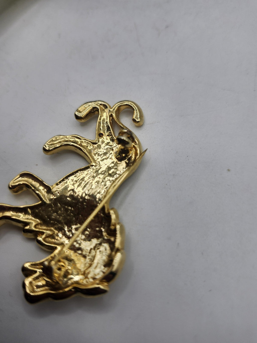 Walking Lion Brooch Gold Tone Clear Rhinestone Animal Pin Costume Jewelry Gift