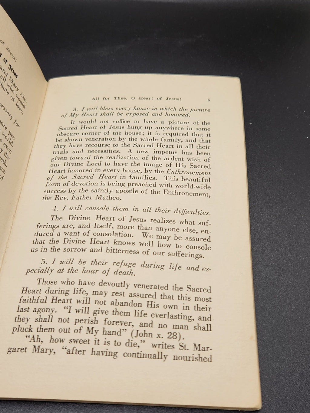 Vintage Catholic devotional booklet titled “All For Thee, O Heart of Jesus!”...