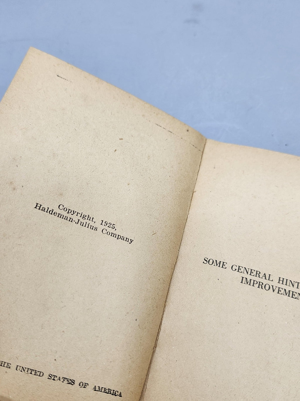 Vintage Some General Hints On Self-Improvement Lloyd E. Smith Tan PB USA 1925