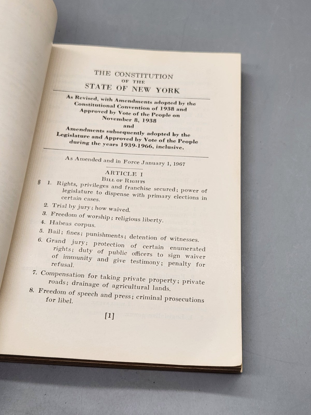 1967 New York State Constitution Book Nelson Rockefeller Vintage Government...