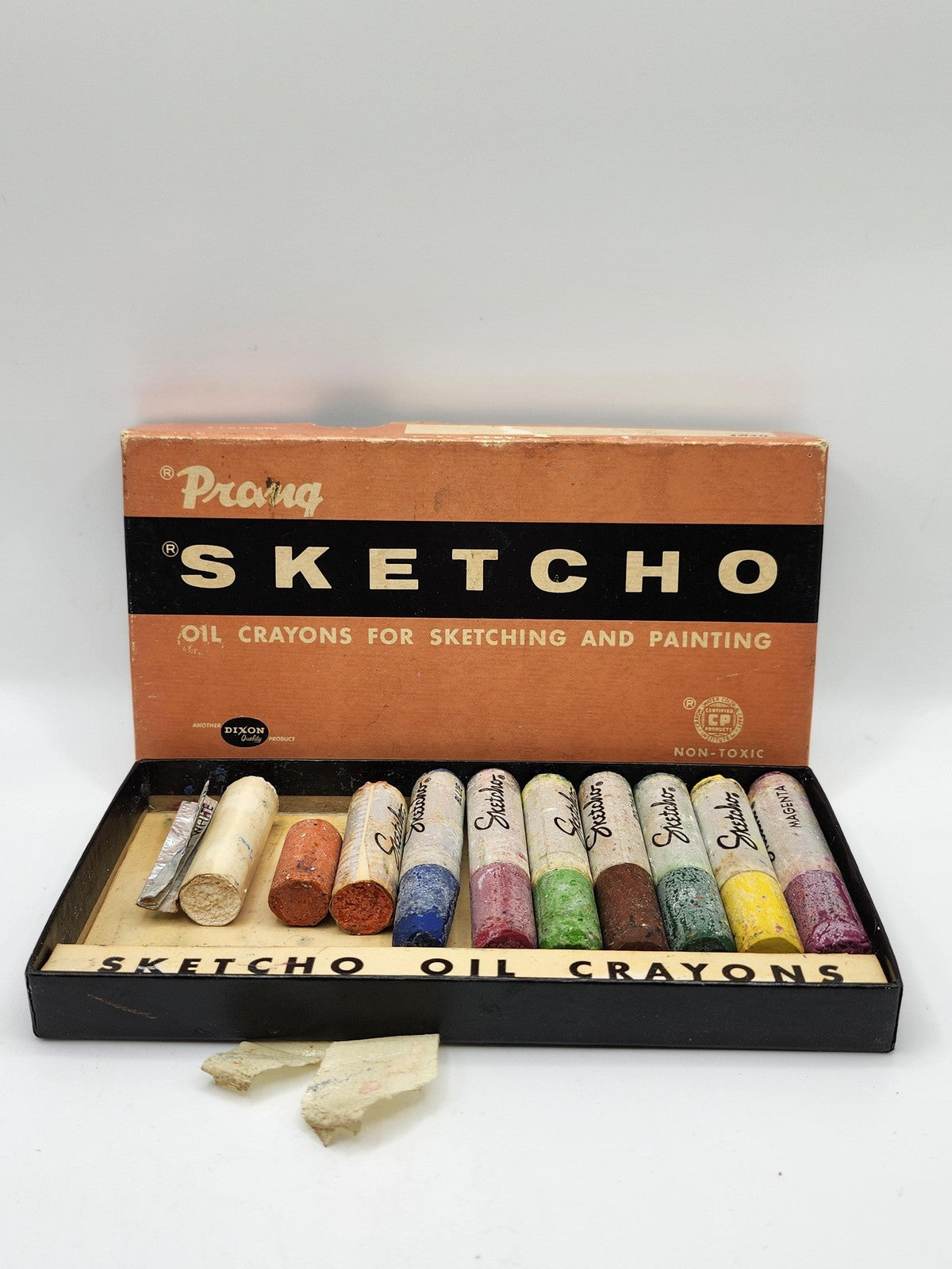 Vintage Prang Sketcho Oil Crayons Art Set 12 Colors 1166-12 USA Non-Toxic