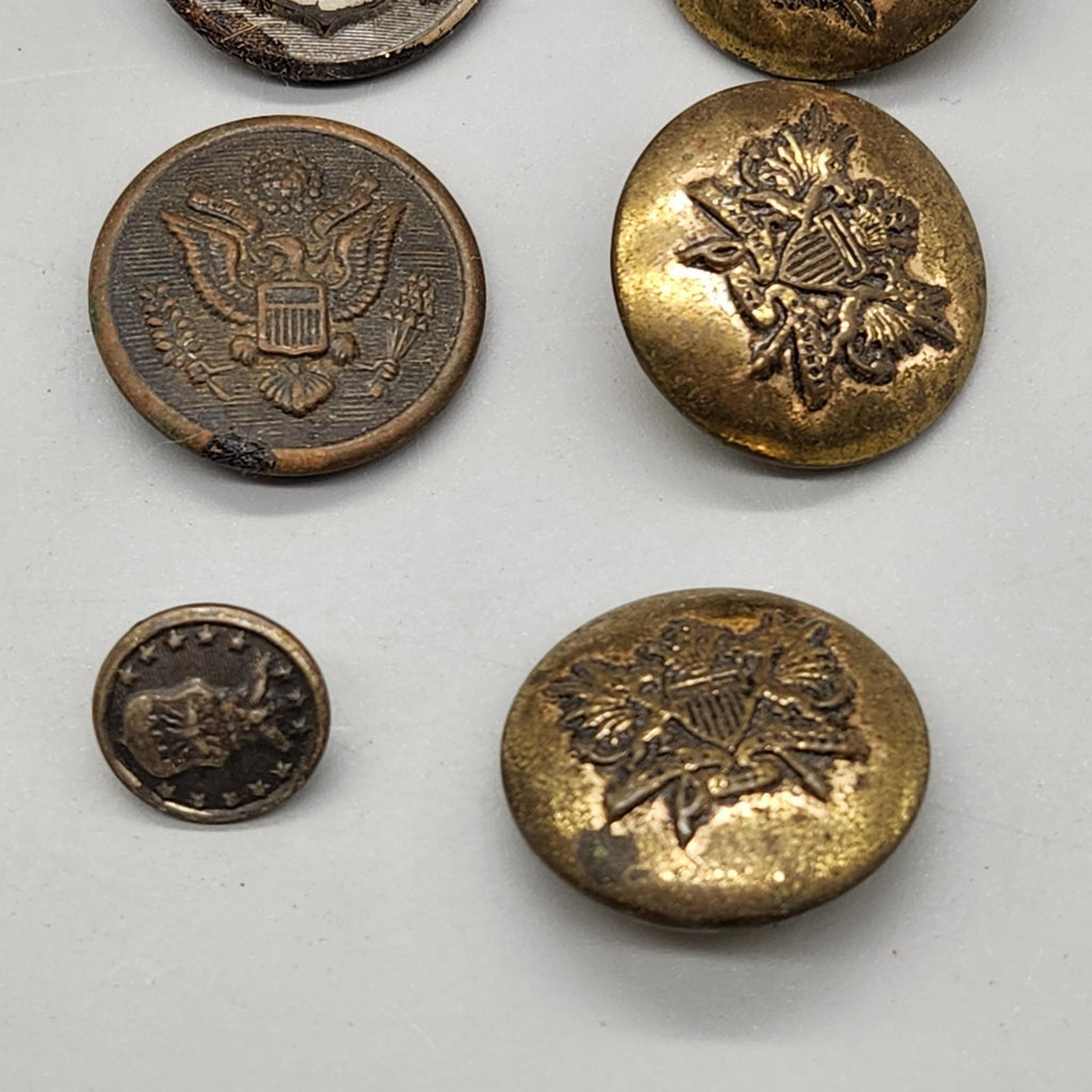 Vintage WW2 US Military Uniform Button Lot 8 Brass Eagle Shield Waterbury NY