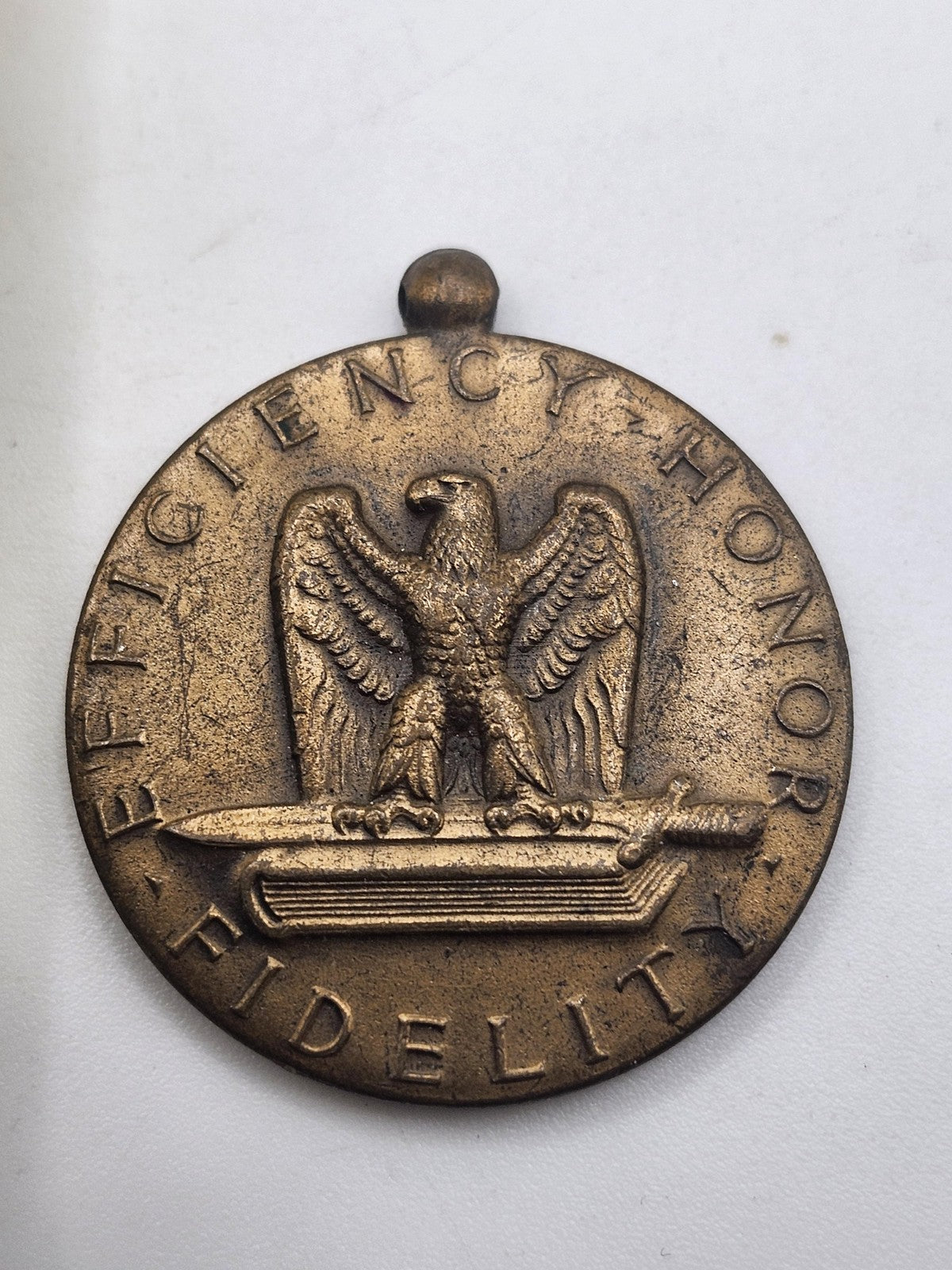 Vintage WW2 US Army Good Conduct Medal Efficiency Honor Fidelity Bronze Tone USA