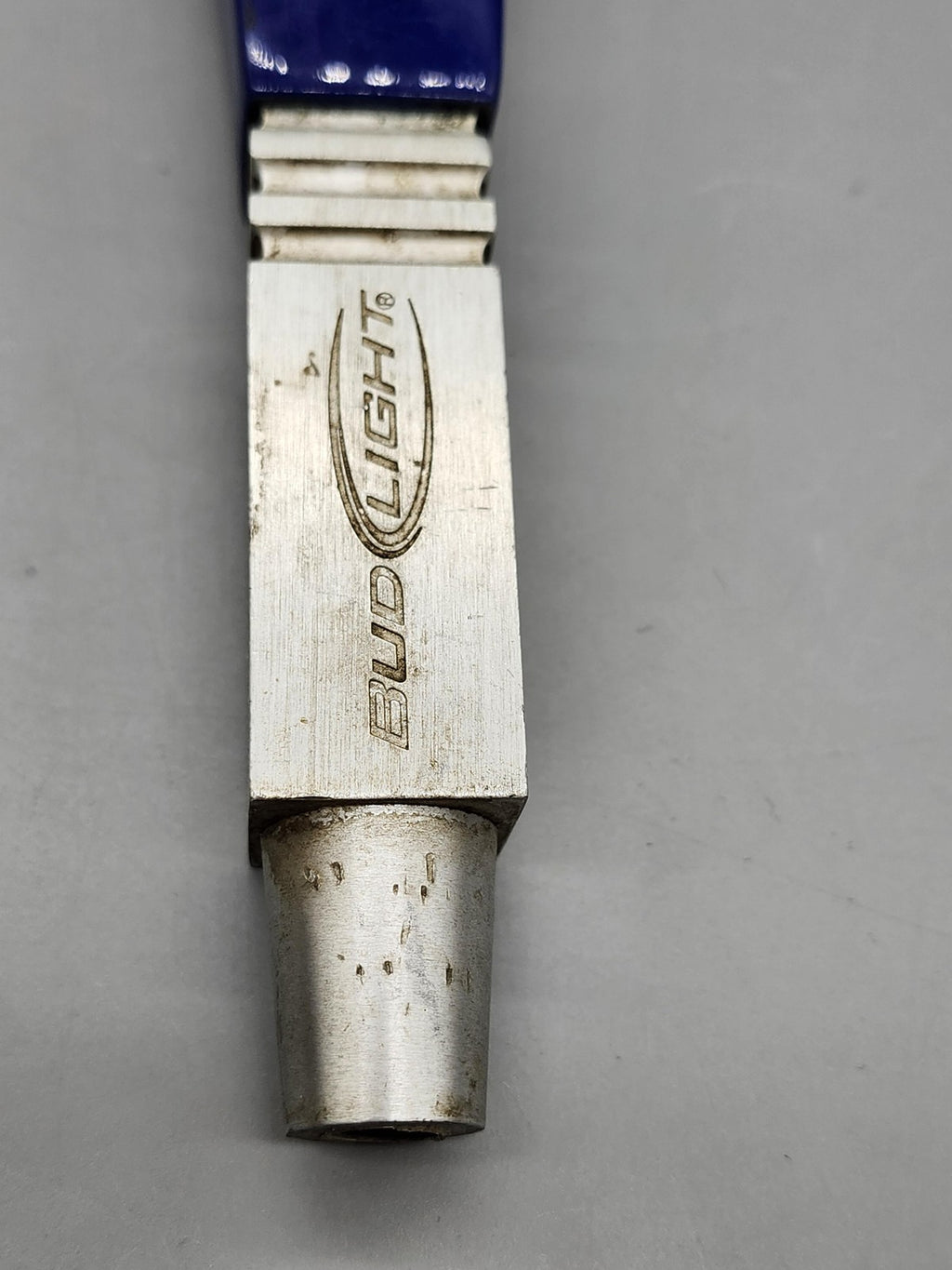 Budweiser Bud Light Beer Tap Handle Blue Metal Draft Knob Bar Decor Breweriana