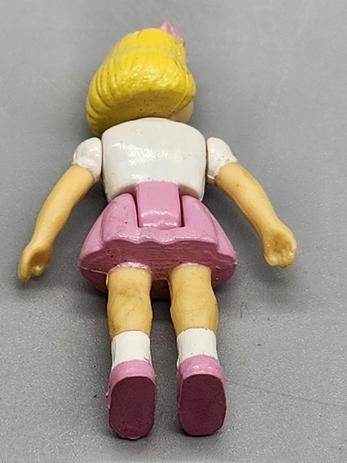 Mini Blonde Girl Figure 2 Inch Hard Plastic Pink Dress Shoes Playset Piece
