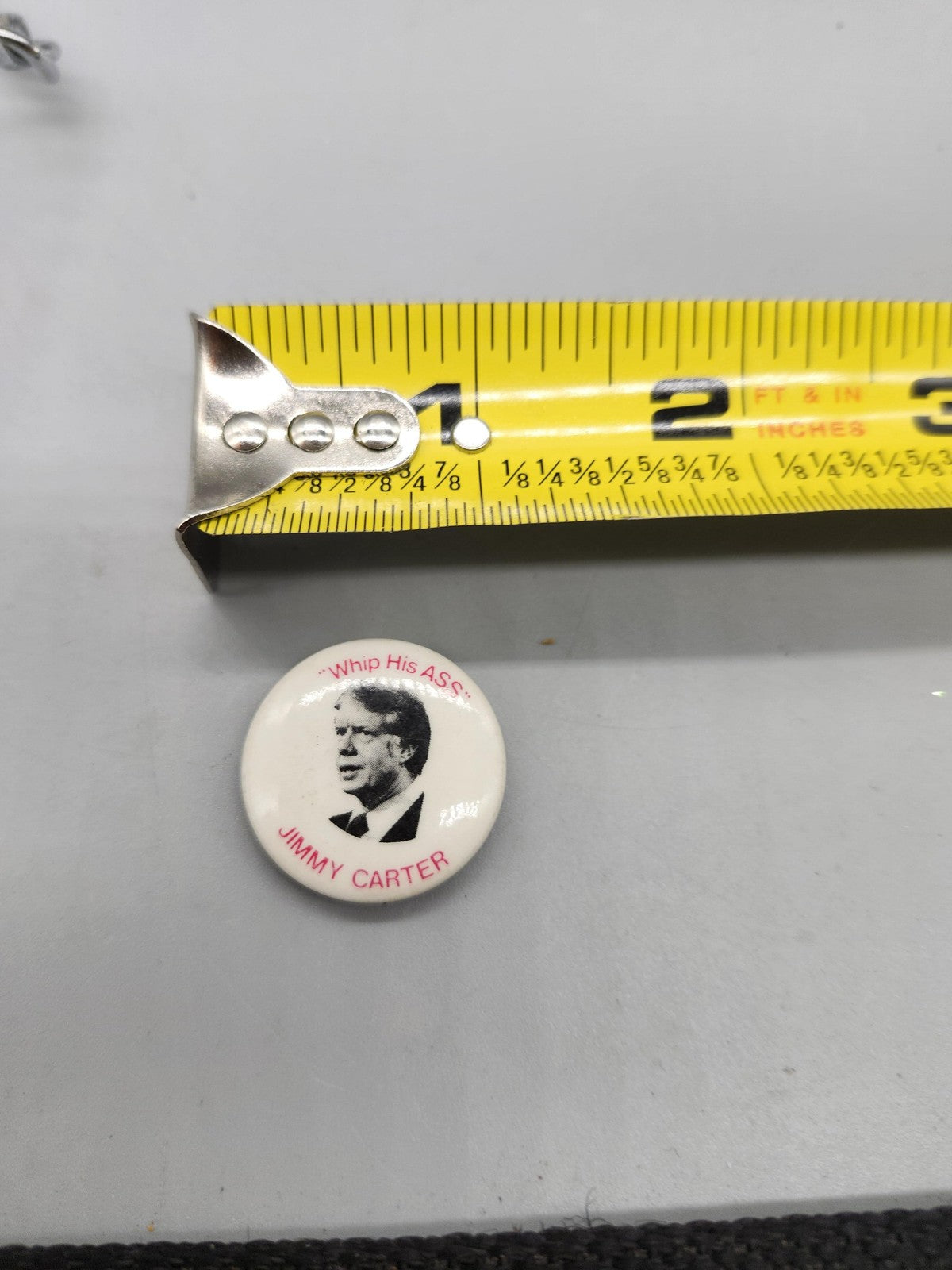 Vintage Jimmy Carter Campaign Pinback Button Whip His ASS White Political 1979