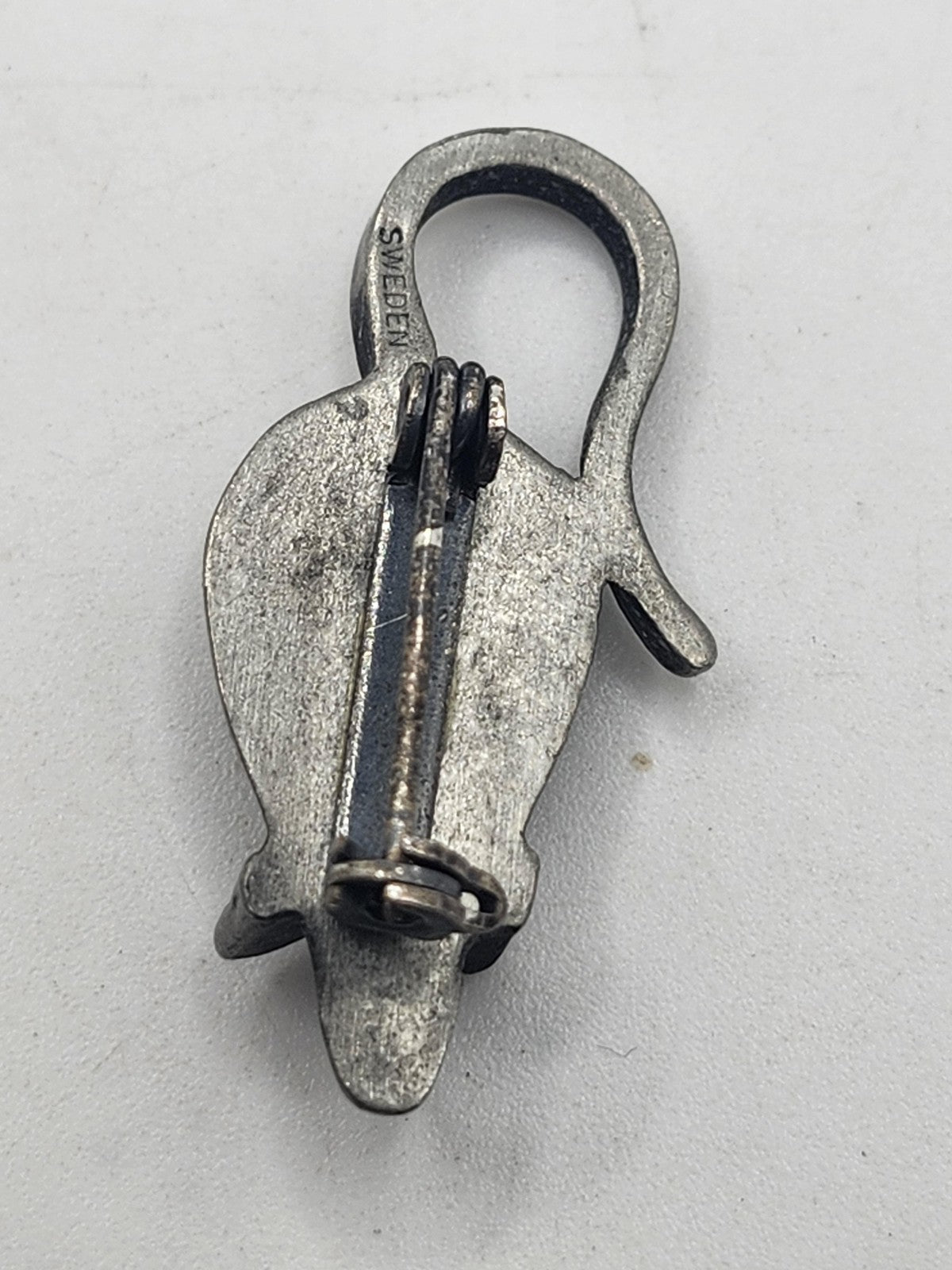 Pewter Mouse Figural Clip Charm Small Silver Tone Hook Sweden Jewelry Pendant