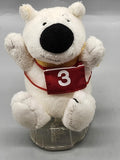 White Polar Bear #3 Racing Plush Stuffed Toy Small Yellow Scarf Rolling Base
