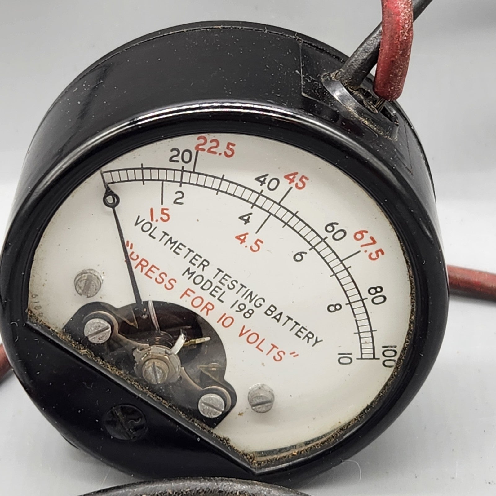 Vintage Battery Tester Voltmeter Model 198 w/ Alligator Clips Industrial Garage