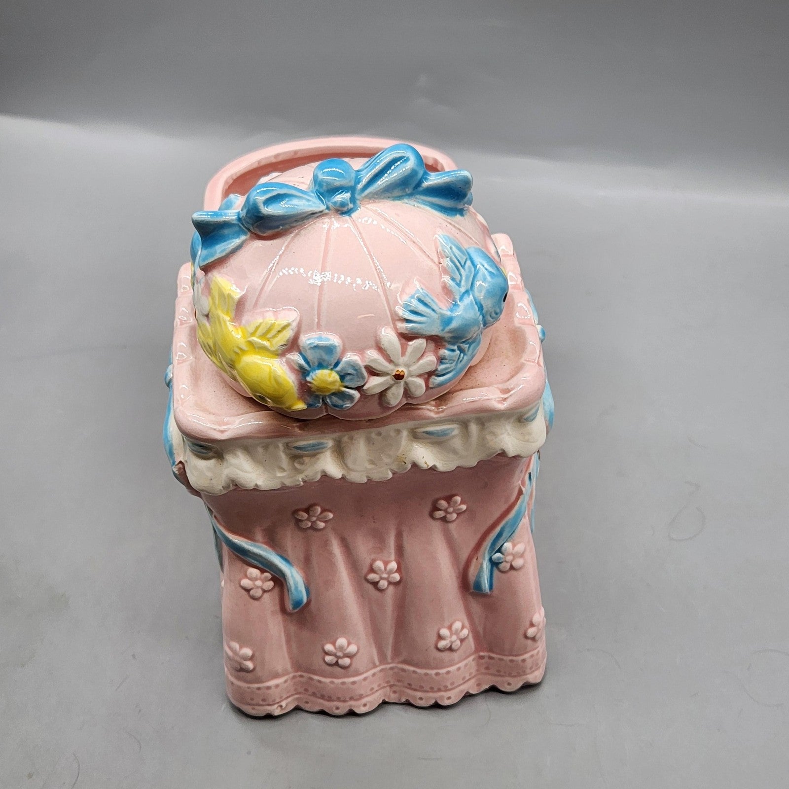 Vintage MC Baby Planter Medium Pink Ceramic Teddy Bear Nursery Decor Japan