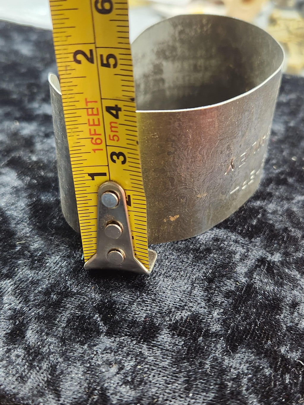 Silver Tone ID Cuff Bracelet Buster Bailey Verna Name Engraved Wide Jewelry Gift