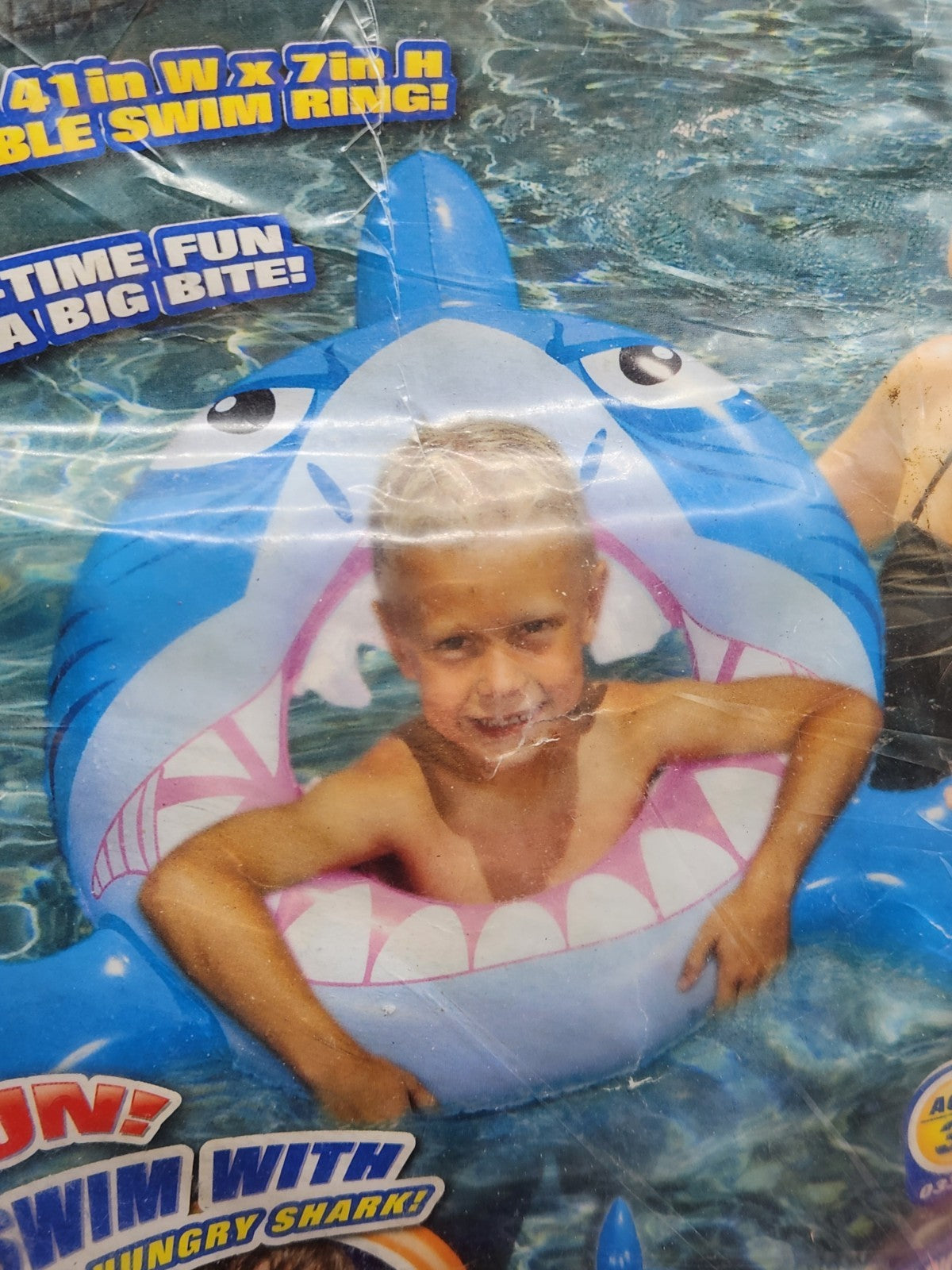 Vintage Banzai Snack Attack Shark Ring Inflatable Pool Float 42” Kids Swim Tube