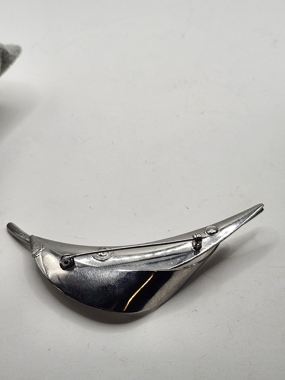 Silver Tone Leaf Brooch Pin Layered Modernist Abstract Nature Costume Jewelry