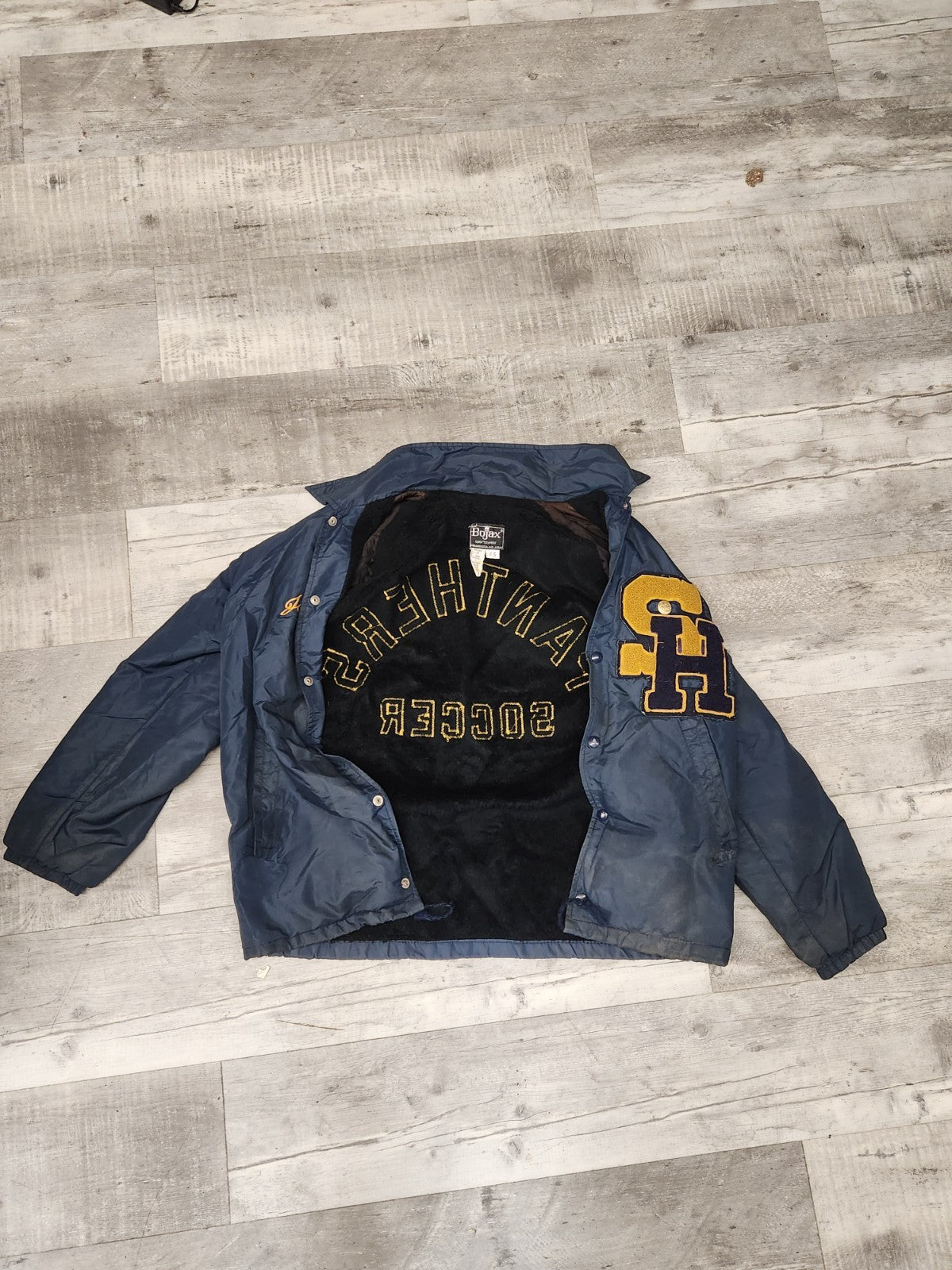 Vintage Panthers Soccer Coach Jacket Mens XS Blue Nylon Varsity Style Team...