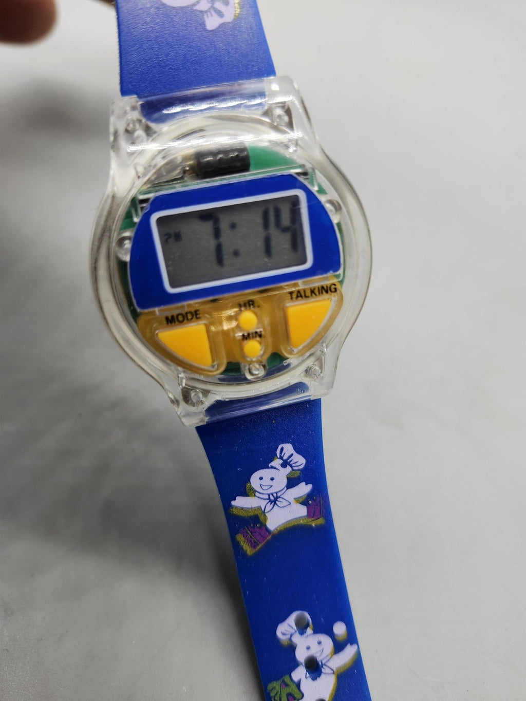 Digital Talking Watch Boys Blue Cartoon Chef Character LCD Quartz Wristwatch