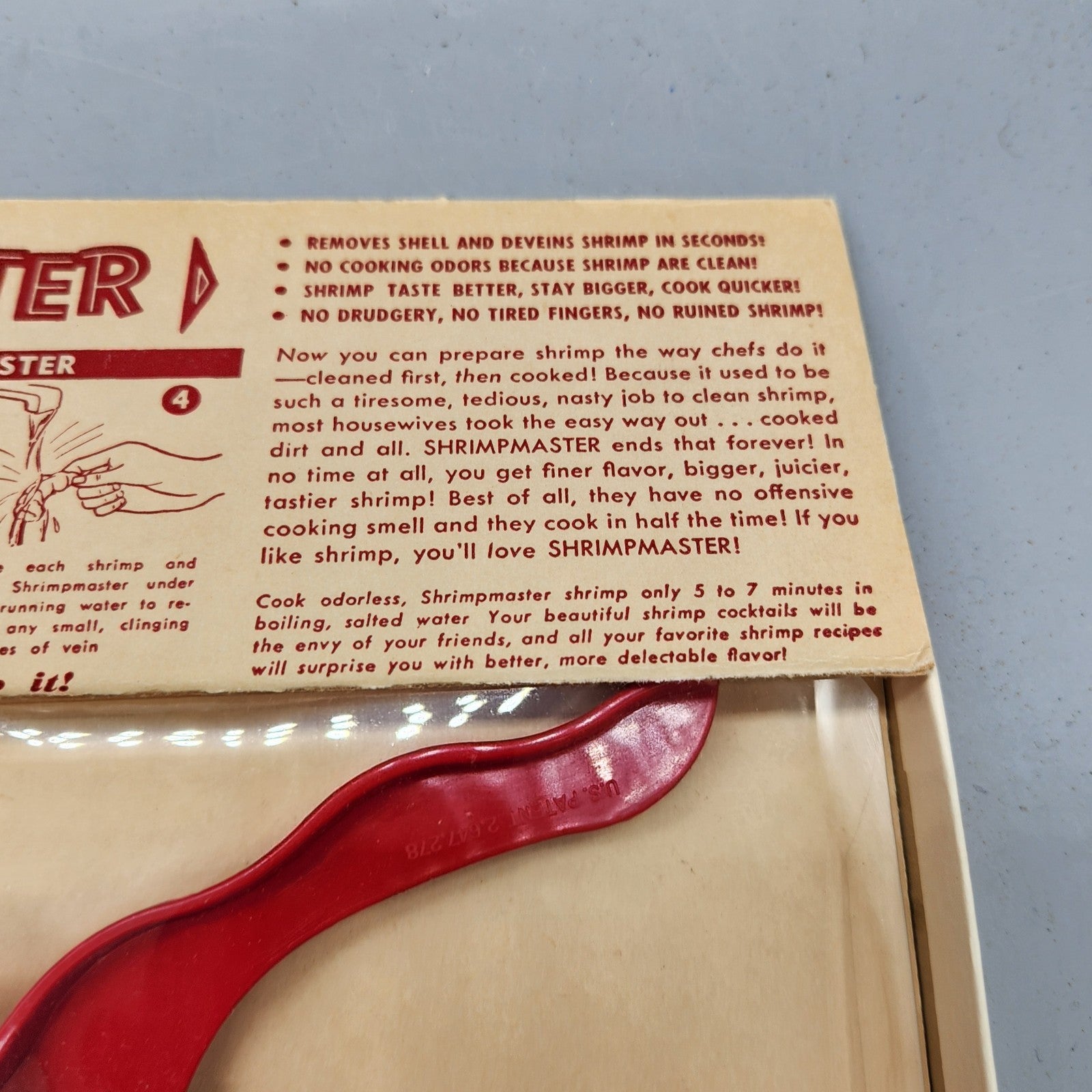 Vintage ShrimpMaster Shrimp Deveiner Tool w/ Original Box Retro Kitchen Gadget
