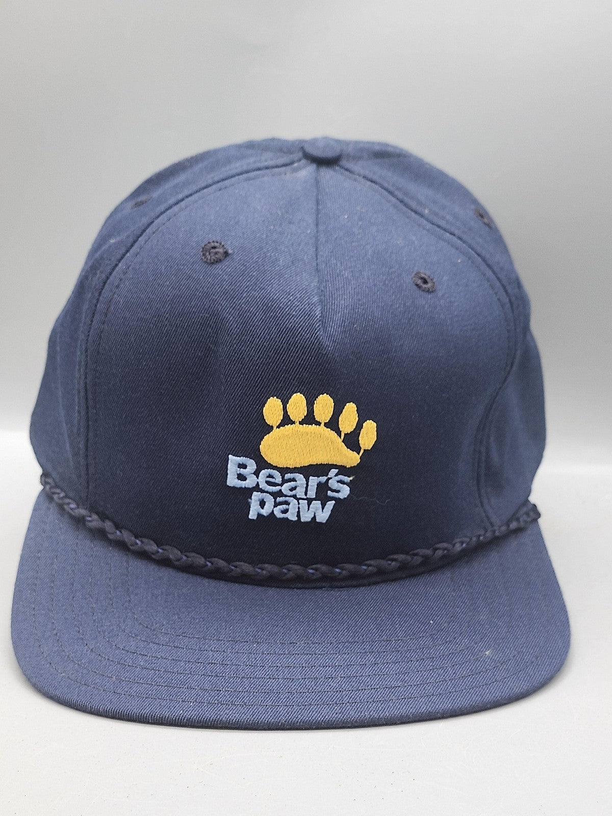 Vintage New Era Bears Paw Hat Cap Snap Back Mens Medium Blue Rope USA 80s