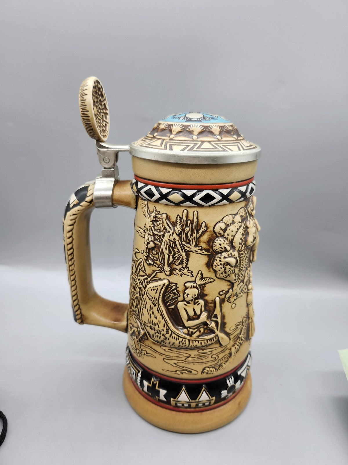 Vintage Avon Indians Of The American Frontier Lidded Stein Ceramarte Brazil