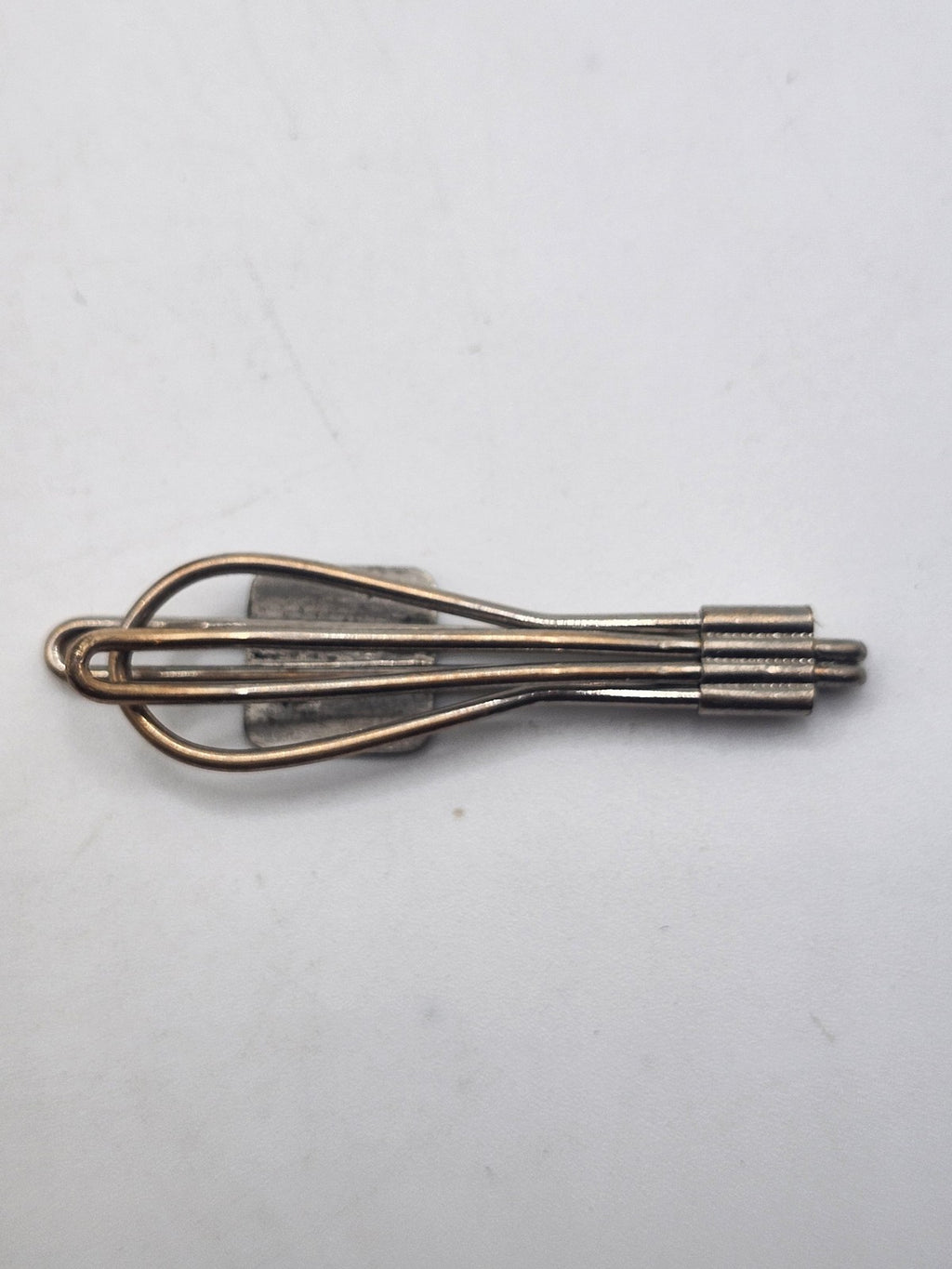 Vintage Silver Tone Tie Clip Men's Engraved Monogram Square Wire Design 2in