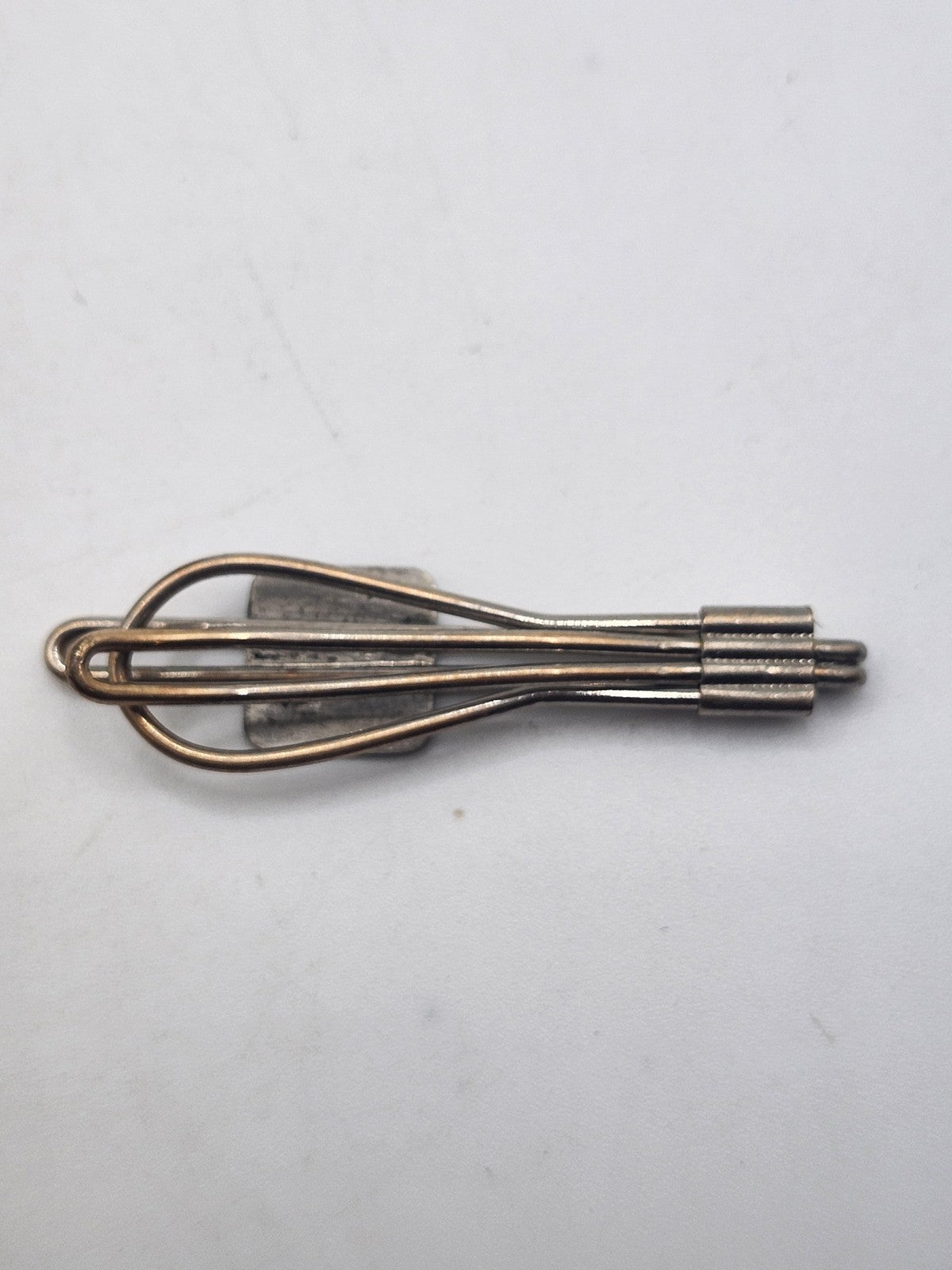 Vintage Silver Tone Tie Clip Men's Engraved Monogram Square Wire Design 2in