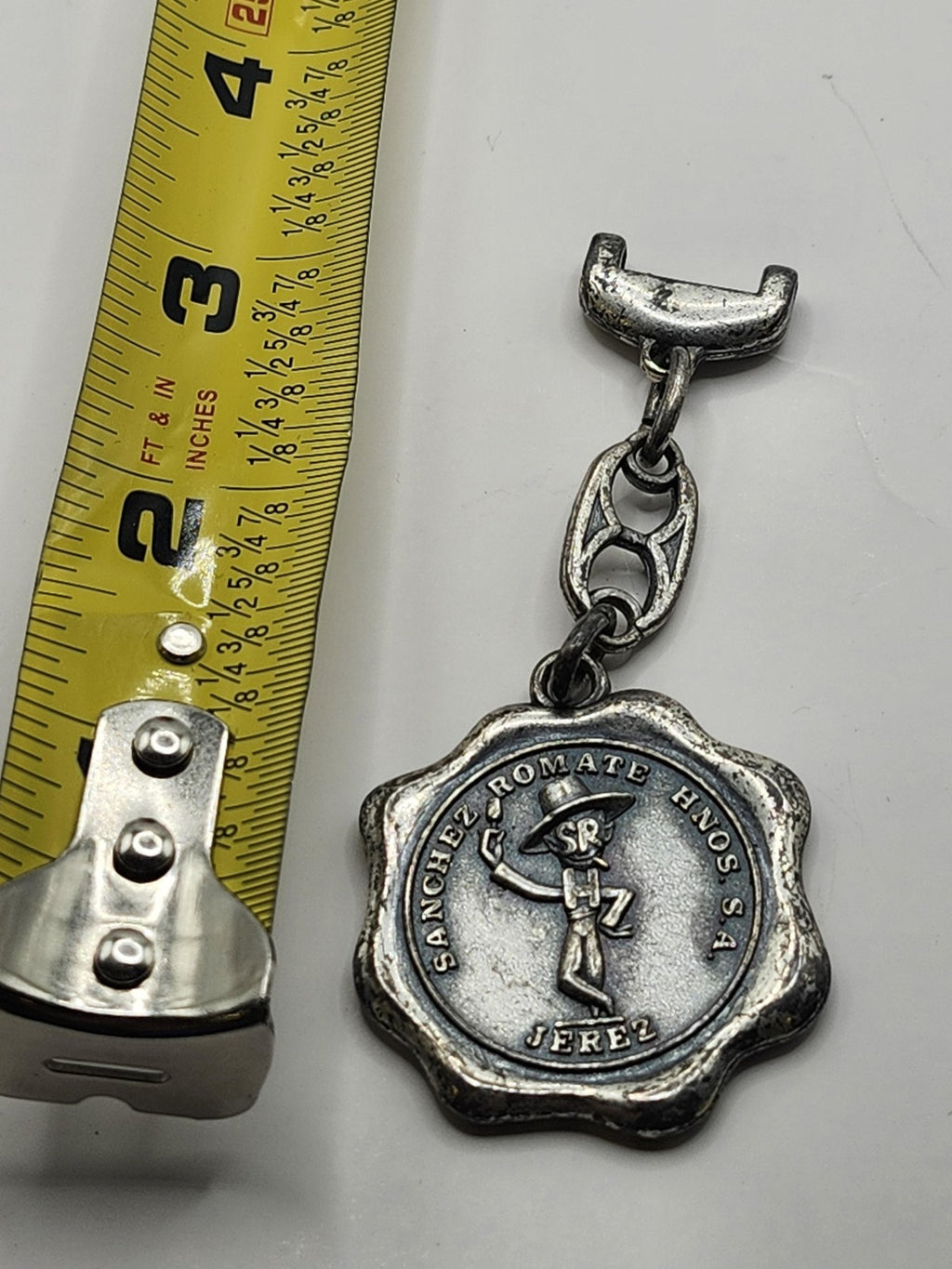 Vintage Cardenal Mendoza Sanchez Romate Medal Fob Silver Spain Jerez Distillery