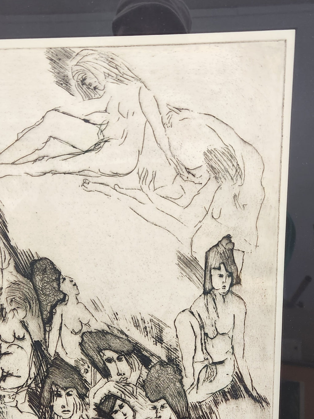 Original 1964 Proof Etching Signed T Geiger Nude Figure Mid Century Modern Art