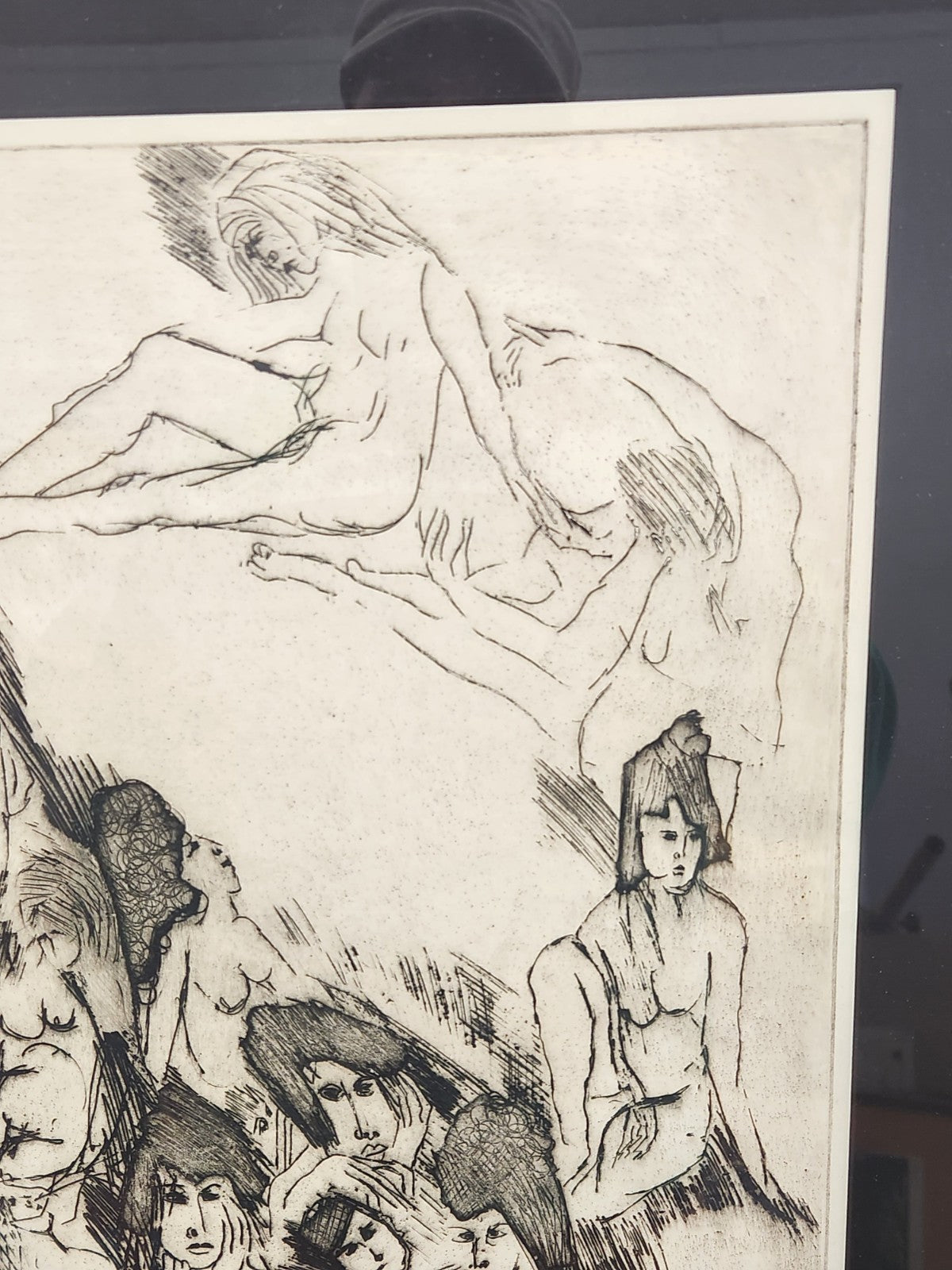 Original 1964 Proof Etching Signed T Geiger Nude Figure Mid Century Modern Art